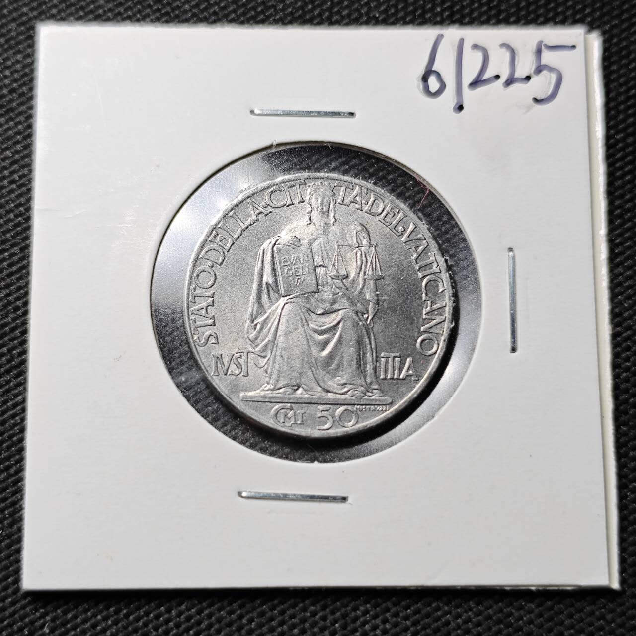 KK钱币收藏小铺  第361场  2月预留时间 周末发货  1942梵蒂冈50分 好品