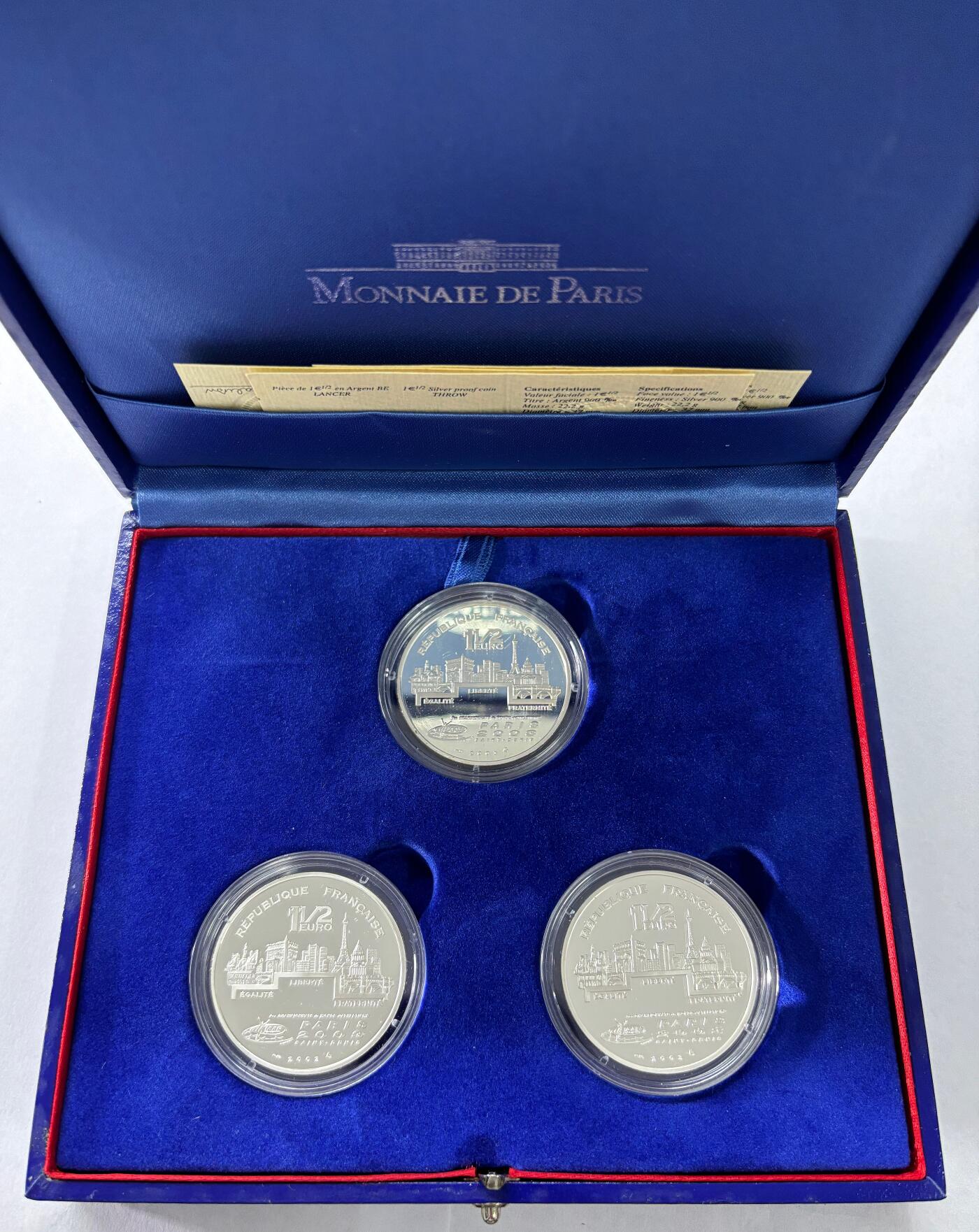 【雨安】【世界币章112-113期】周五/周六 两场连拍 2025-10-31 周五 19:30 保真 8秒倒数自动落锤 高效拍卖  [现代钱币] France 法国 1.5欧元 2003年 巴黎田径锦标赛 原盒原证书