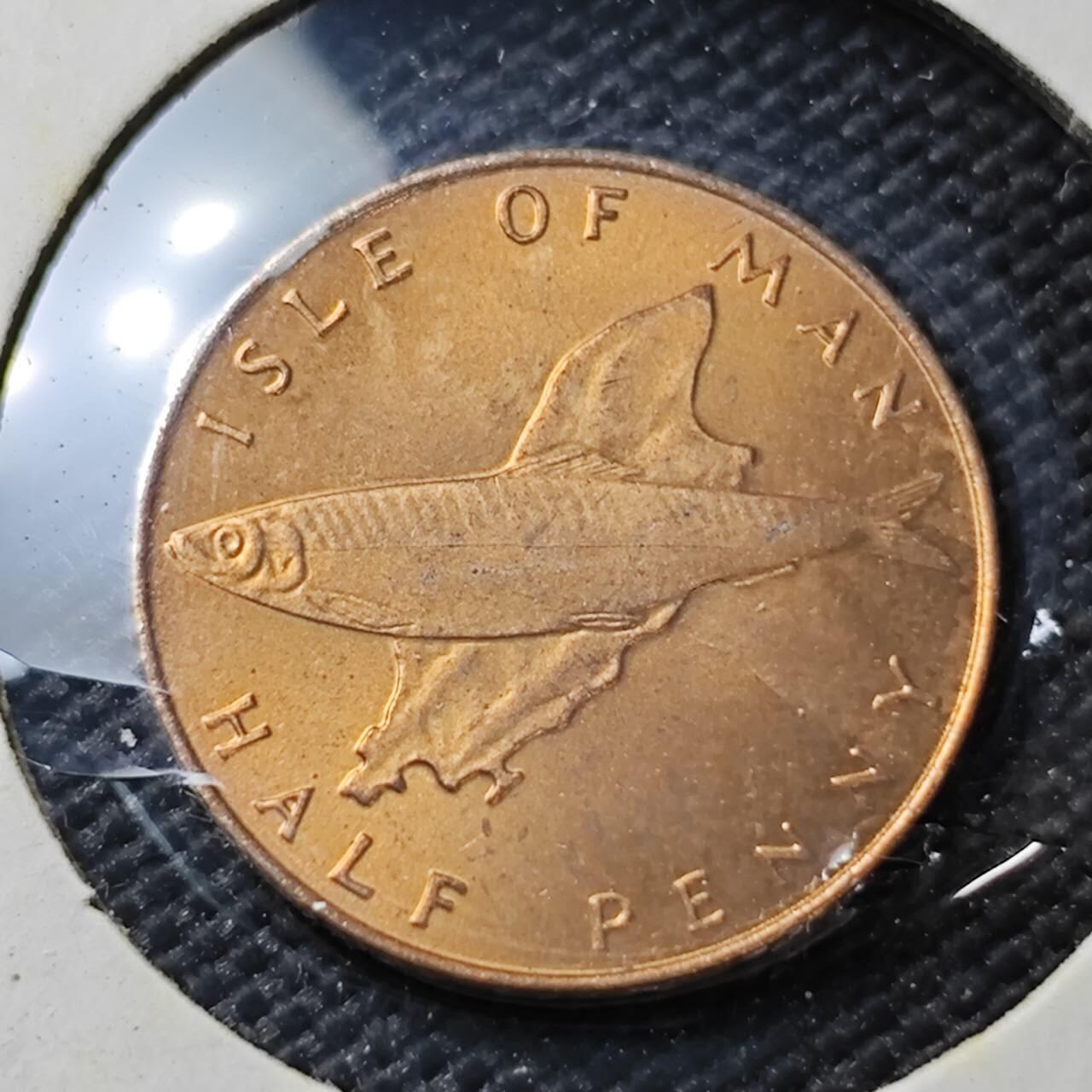 KK钱币收藏小铺  第362场  2月预留时间 周末发货  1976马恩岛半便士铜币 好品