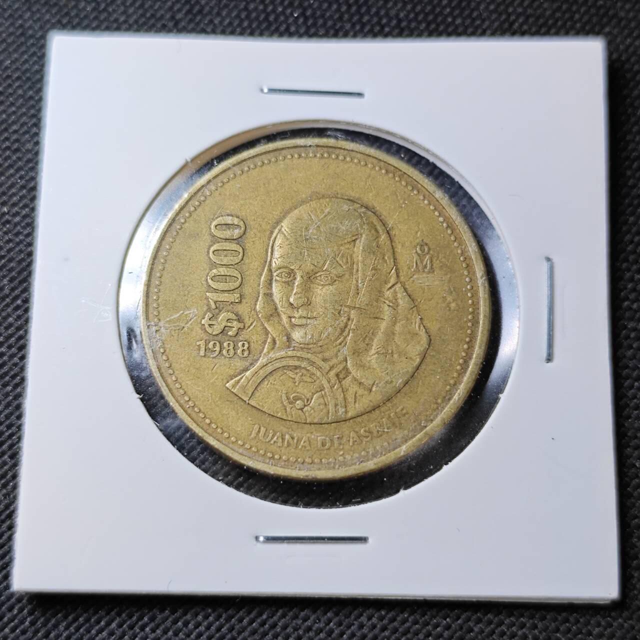 KK钱币收藏小铺  第362场  2月预留时间 周末发货  墨西哥1000比索铜币