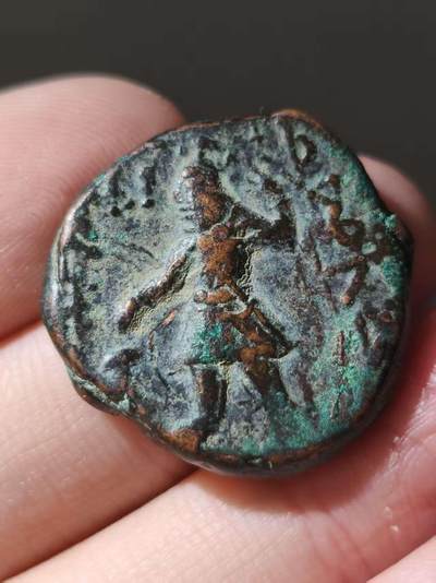 星盘世界钱币十一月五日古典币专场 - 贵霜王朝 迦腻色伽一世4德拉克马铜币  背四臂湿婆 稀少品种公元127-151年