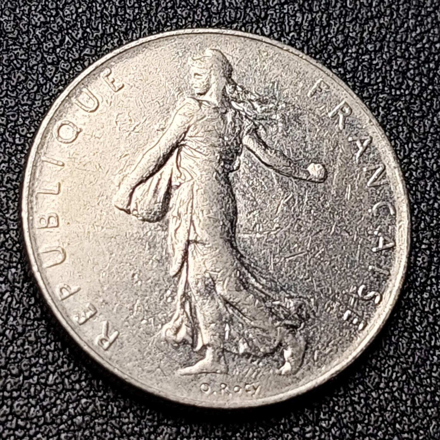 泉币菌-第120场-精品福利场 法国早期（1977年）1法郎镍币  播种女神 入欧前 末版 绝版币