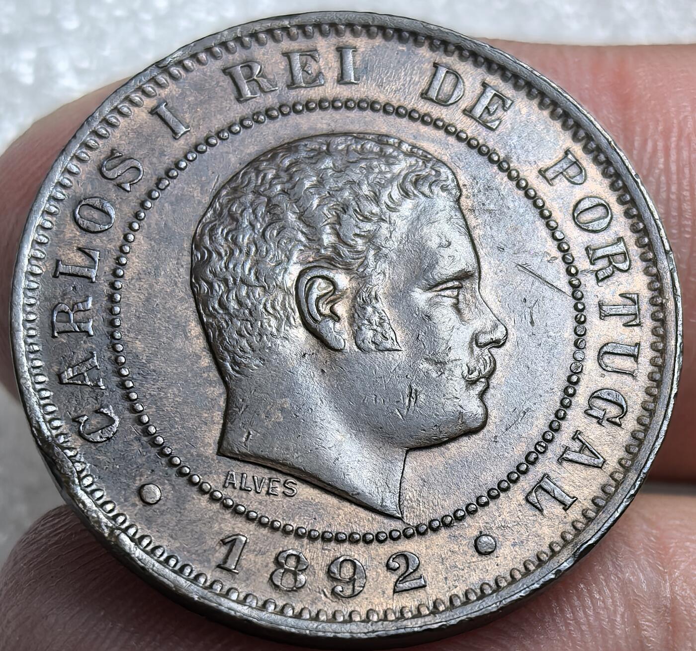 埃及、德属东非、匈牙利、葡萄牙、沙俄古银币古铜币，周五晚上九点倒数截拍，满百包邮，可寄存半年，喜欢朋友微信扫描二维码可直接参拍 全新品相葡萄牙1892年10瑞斯，Km532