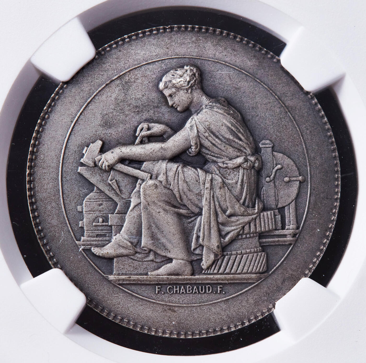 【俄甄集藏】2025年(044)11-12星期三晚 19:30 全场包邮 法国20世纪初南方铁路公司纪念银质奖章，NGC MS64，原味老包浆，磨砂底板，丰饶角铭