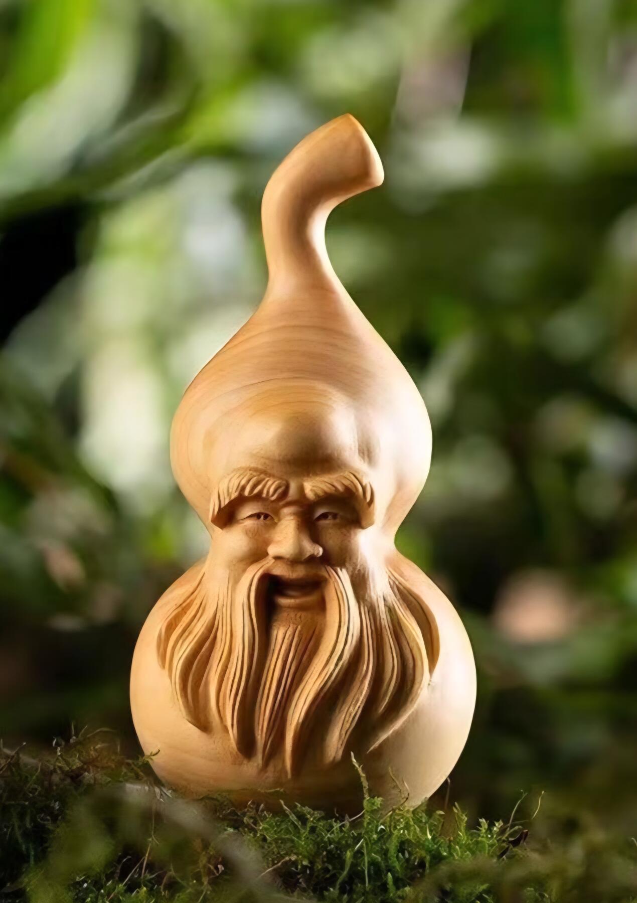 听雨轩（13） 黄杨木雕刻寿星葫芦 6cm