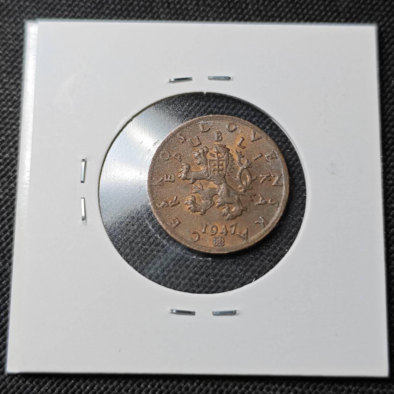 KK钱币收藏小铺  第362场  2月预留时间 周末发货  1947捷克50赫勒铜币 