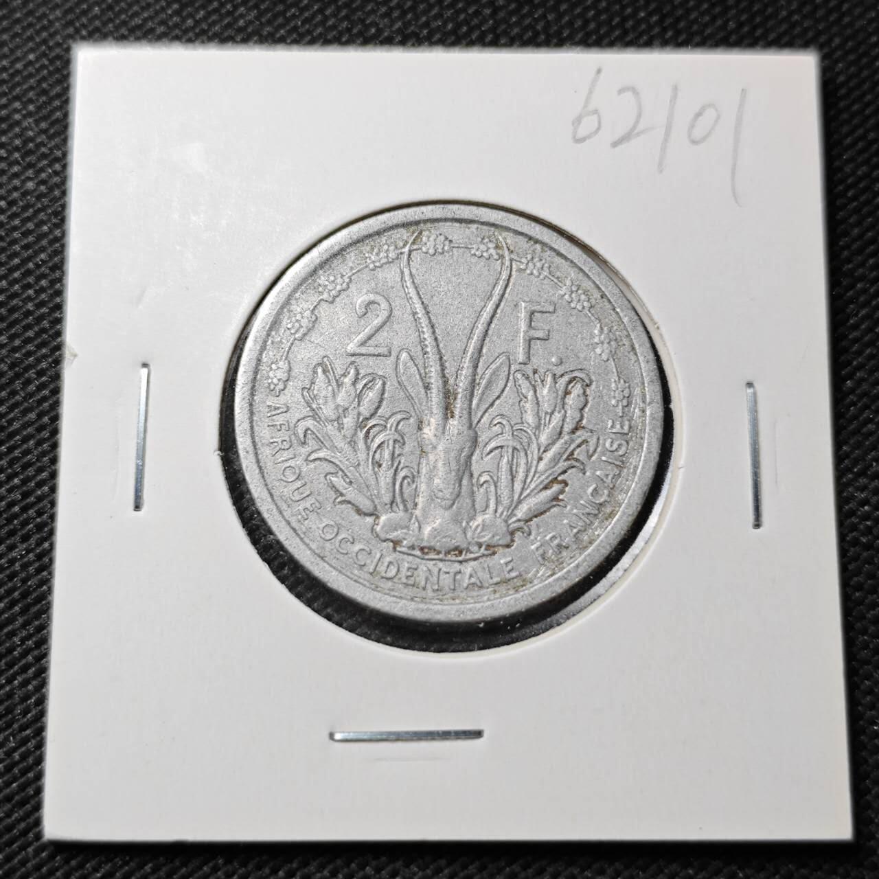 KK钱币收藏小铺  第362场  2月预留时间 周末发货  1948法属西非2法郎