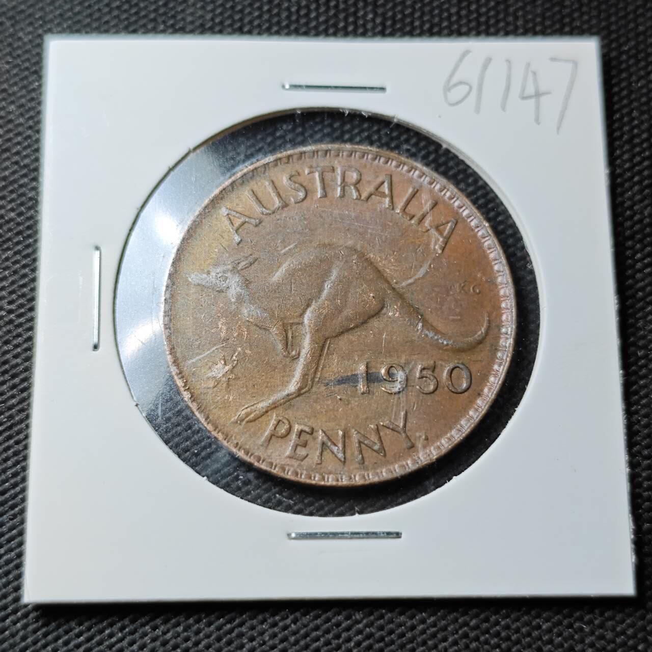 KK钱币收藏小铺  第361场  2月预留时间 周末发货  1950澳大利亚1便士铜币