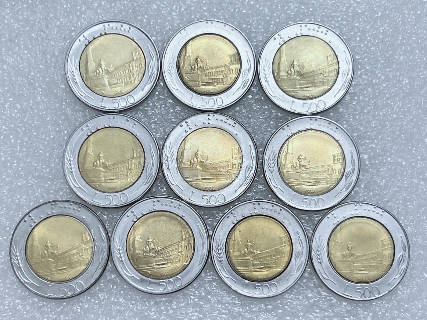 第一海外回流一元起拍收藏 散集专场  第260期 意大利500里拉双色币 10枚 带光好品