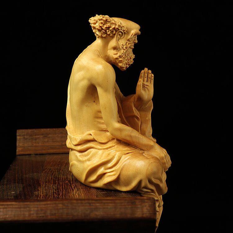 听雨轩（13） 黄杨木坐禅达摩祖师摆件木雕 9cm