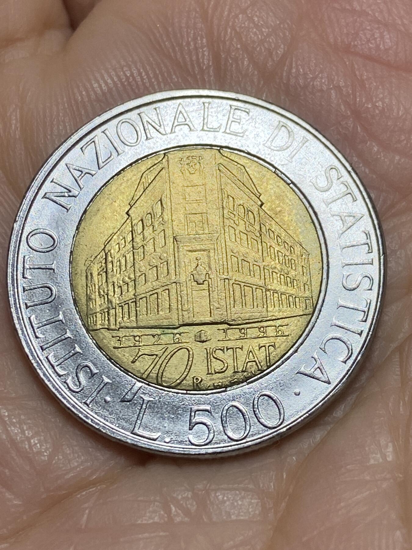 2025年第一百二十场(总第一百四十六场）外国好品散币(免佣金) 意大利🇮🇹1996年500里拉(国家统计局70周年纪念币)