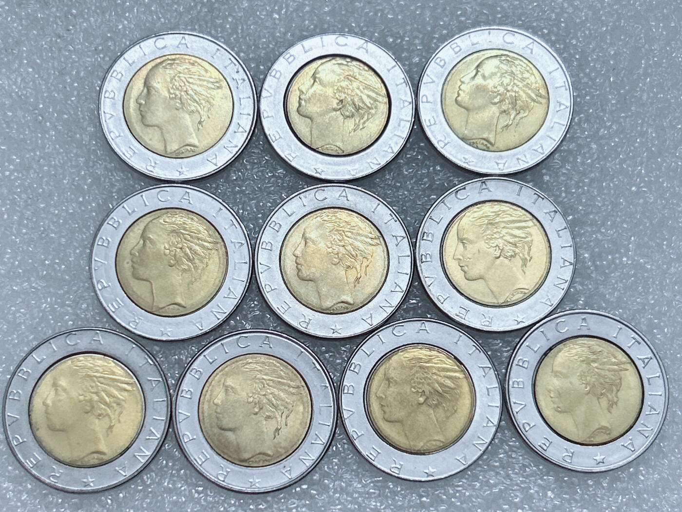 第一海外回流一元起拍收藏 散集专场  第260期 意大利500里拉双色币 10枚 带光好品