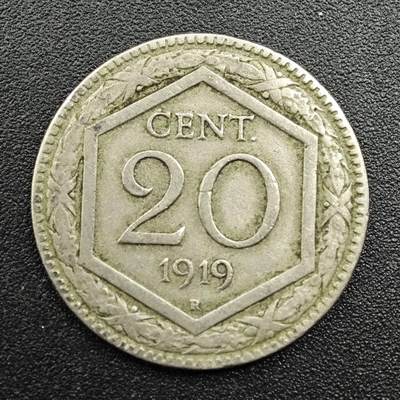 【淘币小摊】实时拍第七百八十一拍   散币场   满百包邮可预留二周 每周一统一发货   - 意大利1919年20分镍币