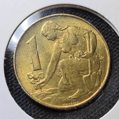 KK钱币收藏小铺  第362场  2月预留时间 周末发货 -  1991捷克斯洛伐克1克朗铜币 好品