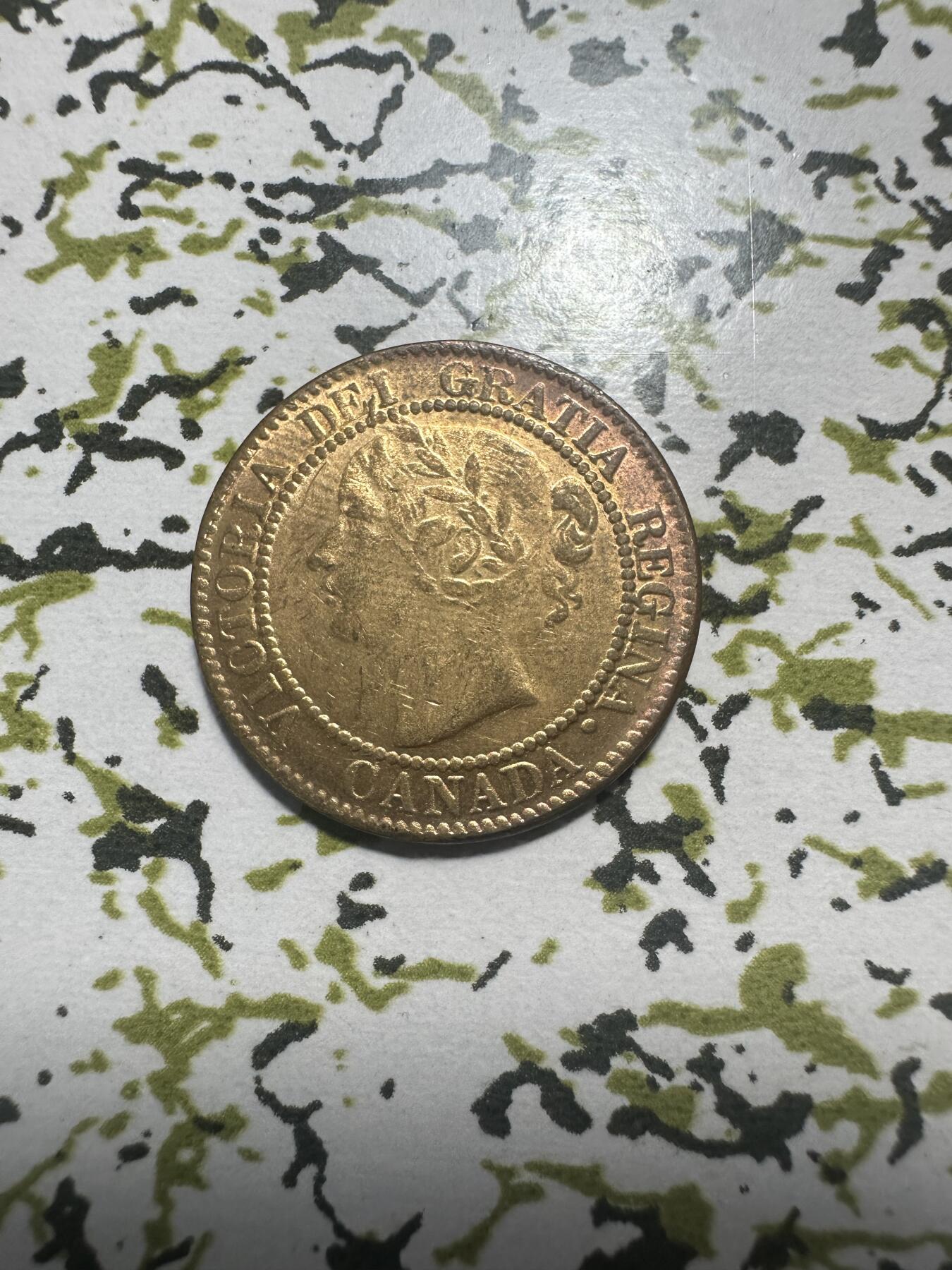 外国钱币，章 加拿大1859年一分，原光