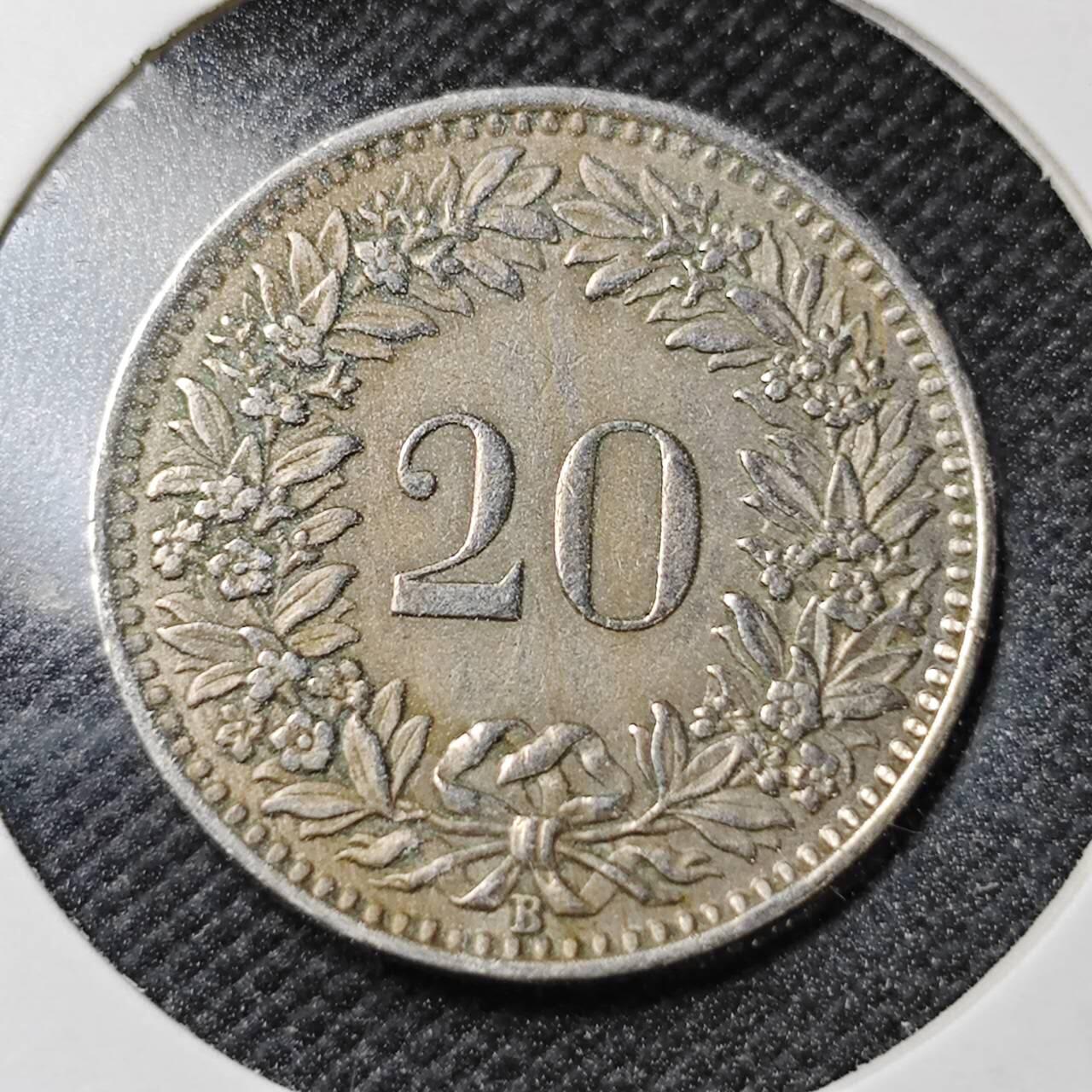 KK钱币收藏小铺  第362场  2月预留时间 周末发货  1943瑞士20分