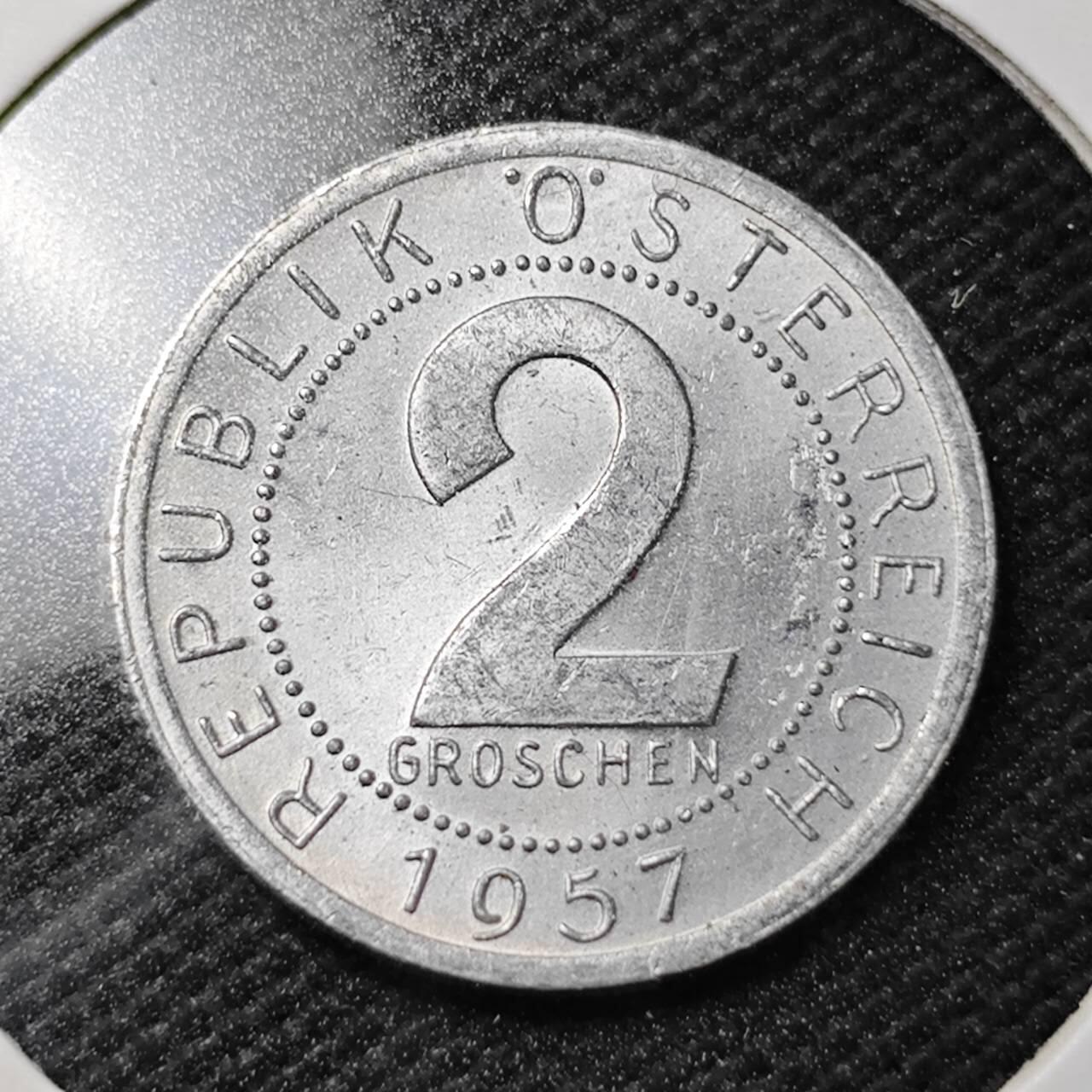 KK钱币收藏小铺  第362场  2月预留时间 周末发货  1957奥地利2格罗申