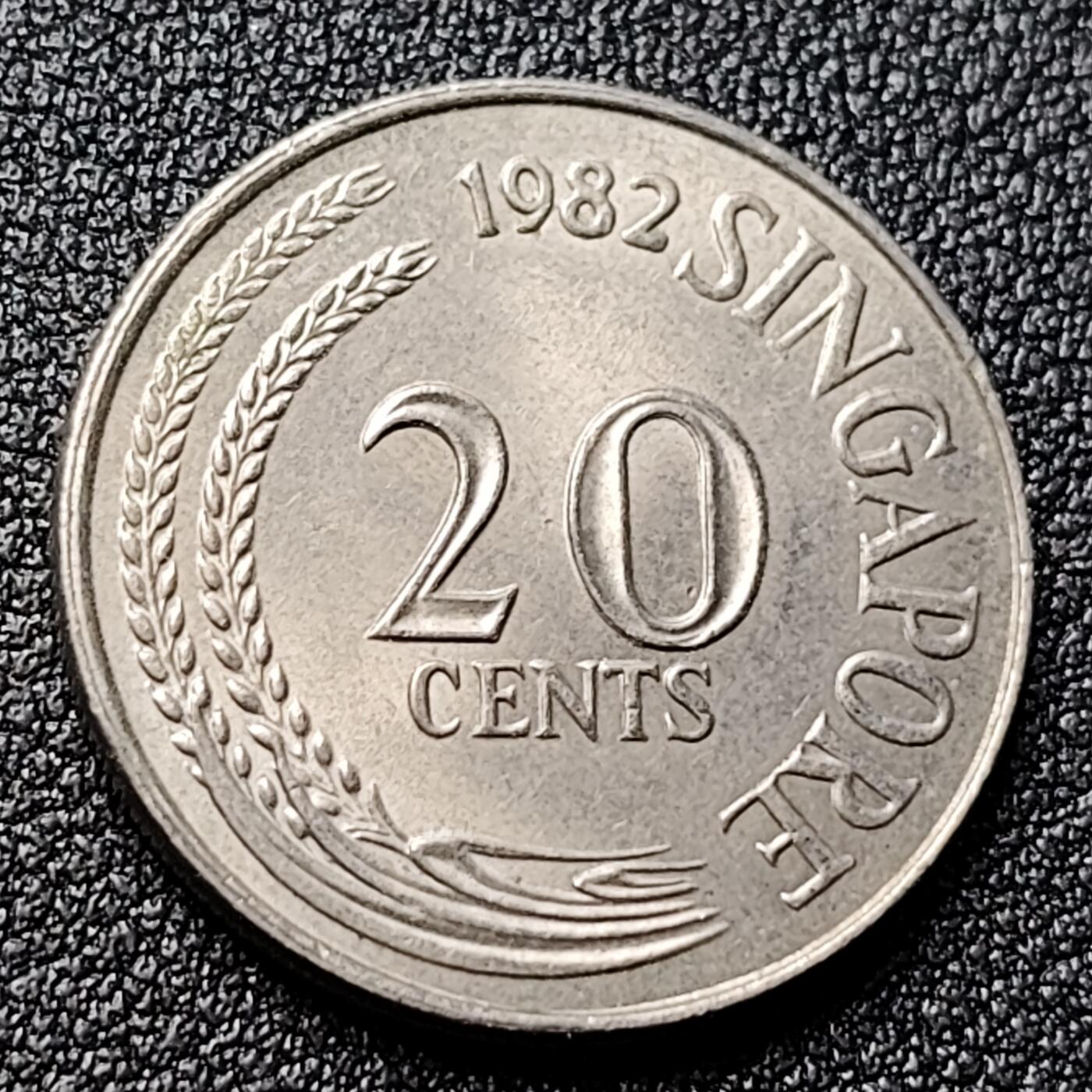 泉币菌-第120场-精品福利场 高币值 1982年 新加坡20分 海洋动物-剑鱼 24mm