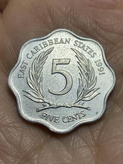 2025年第一百二十场(总第一百四十六场）外国好品散币(免佣金) - 东加勒比1991年5分(伊丽莎白二世中年花冠)
