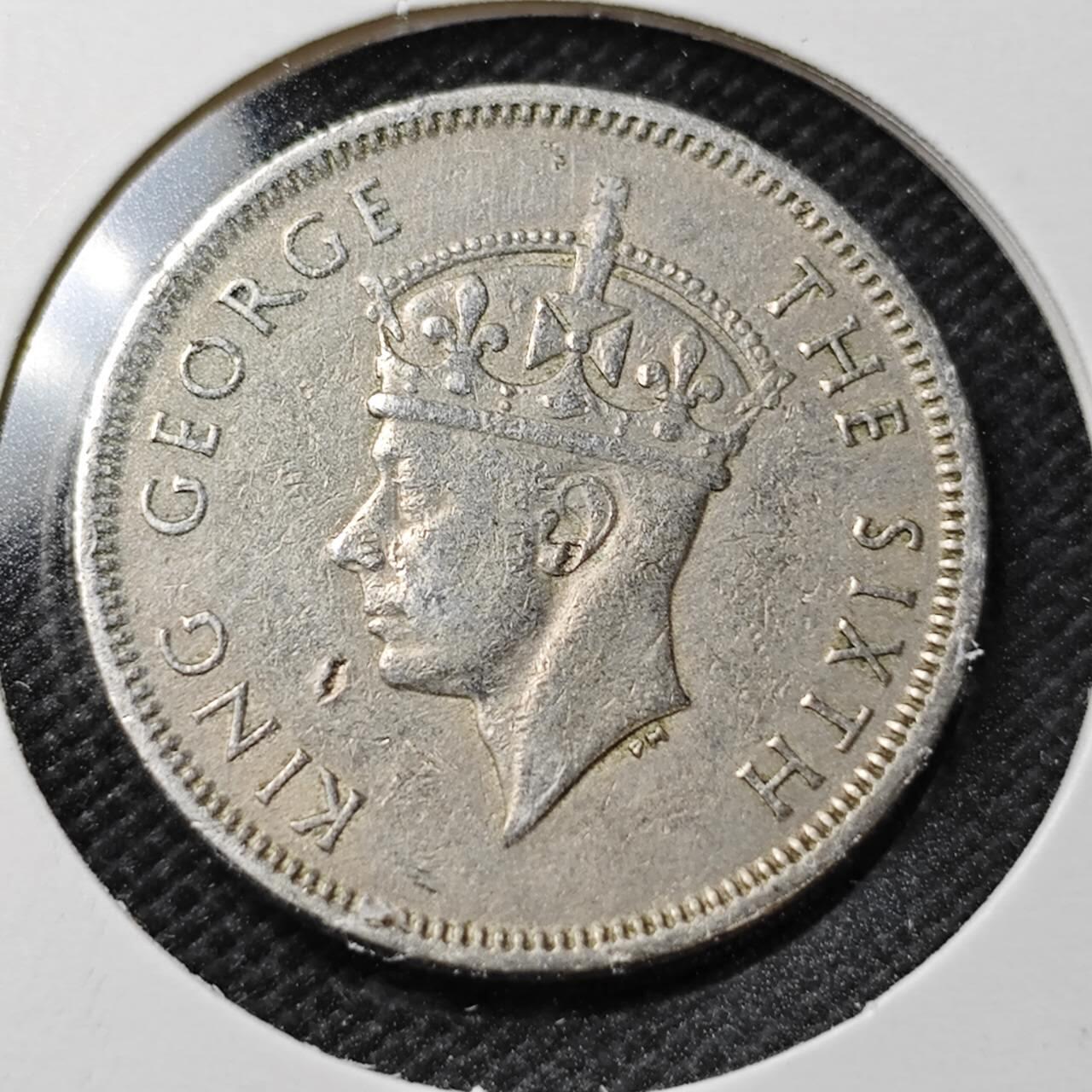 KK钱币收藏小铺  第362场  2月预留时间 周末发货  1950英属毛里求斯1/2卢比