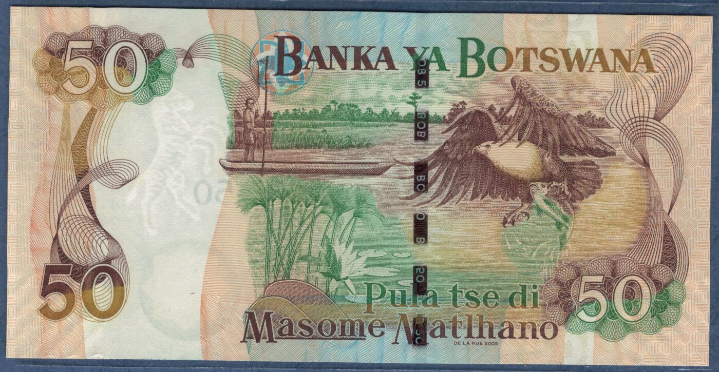 博茨瓦纳2005年50普拉 数三 PLR印 实物图 UNC