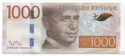 《艾美收藏》第218期-11.2周日外币荟萃 - 瑞典2015年1000克朗最高值UNC尾82 名誉品秘书长