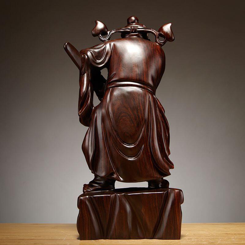 听雨轩（13） 黑檀实木雕刻 天师钟馗神像摆件 高约15厘米