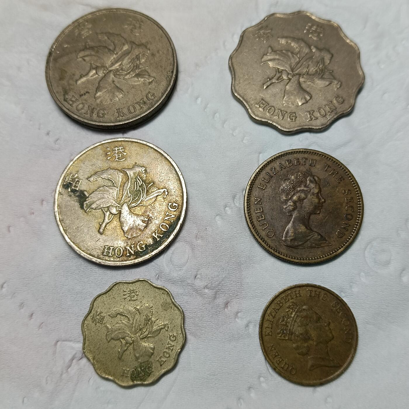 6枚香港硬币1毛-5元