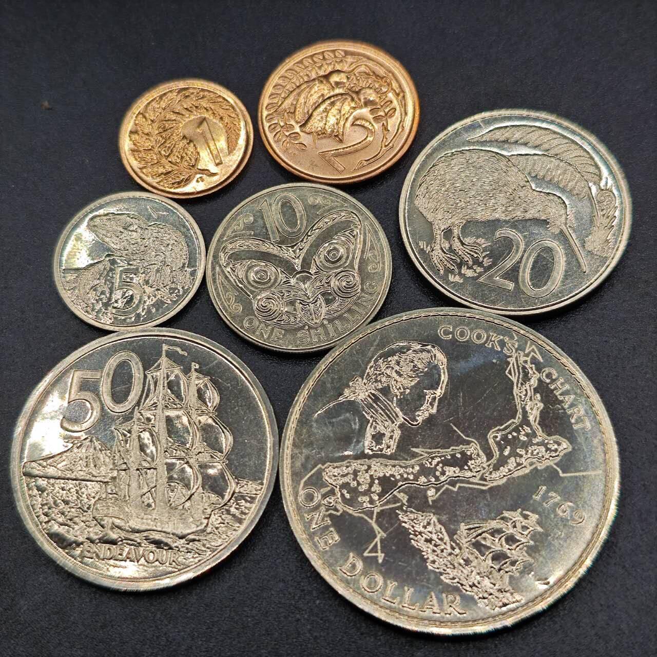 【淘币小摊】实时拍第七百八十一拍   散币场   满百包邮可预留二周 每周一统一发货   新西兰1969年7枚套