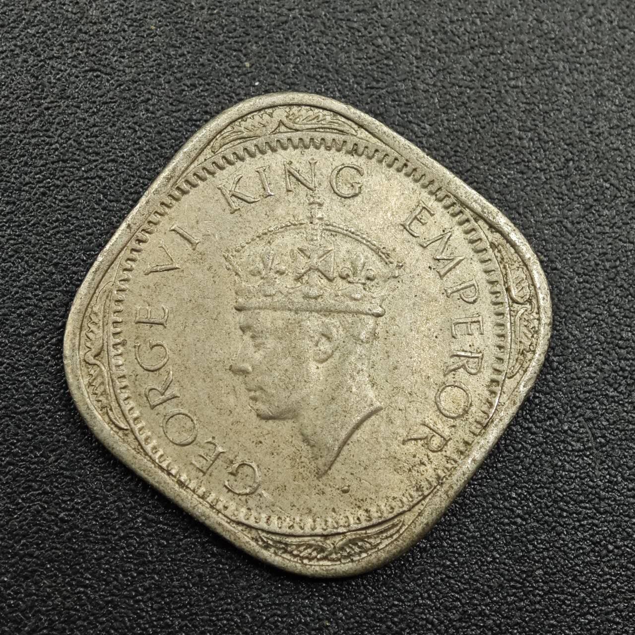 【淘币小摊】实时拍第七百八十一拍   散币场   满百包邮可预留二周 每周一统一发货   印度1946年乔治六世1/2安娜镍币