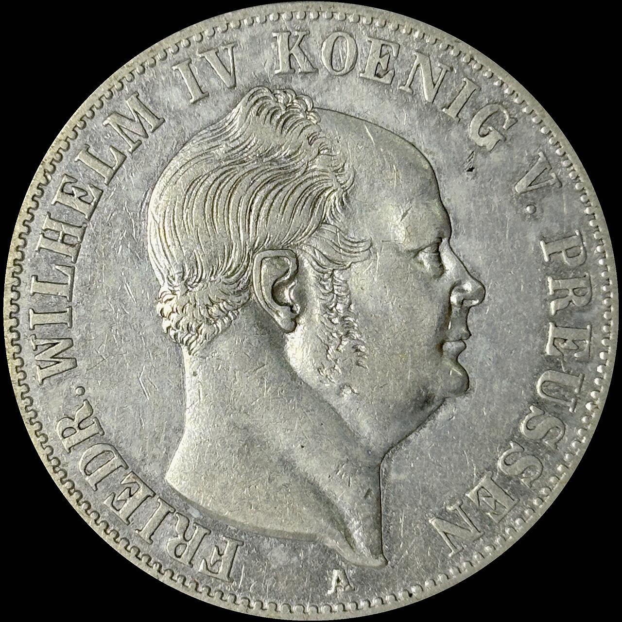 【雨安】【世界币章112-113期】周五/周六 两场连拍 2025-10-31 周五 19:30 保真 8秒倒数自动落锤 高效拍卖  [裸币德国] Germany 德国 德意志 1泰勒 Prussia普鲁士 Thun.260 KM#0465 (1853-1856) 腓特烈·威廉四世.洋葱头.纹章 1853年