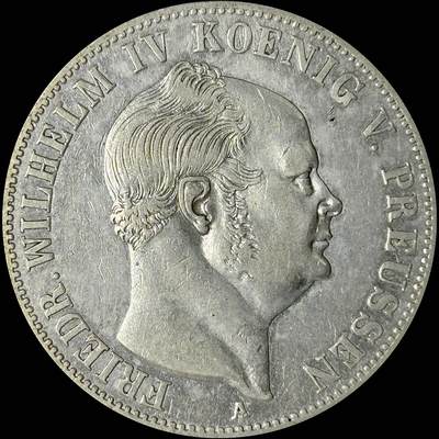 【雨安】【世界币章112-113期】周五/周六 两场连拍 2025-10-31 周五 19:30 保真 8秒倒数自动落锤 高效拍卖  - [裸币德国] Germany 德国 德意志 1泰勒 Prussia普鲁士 Thun.260 KM#0465 (1853-1856) 腓特烈·威廉四世.洋葱头.纹章 1853年