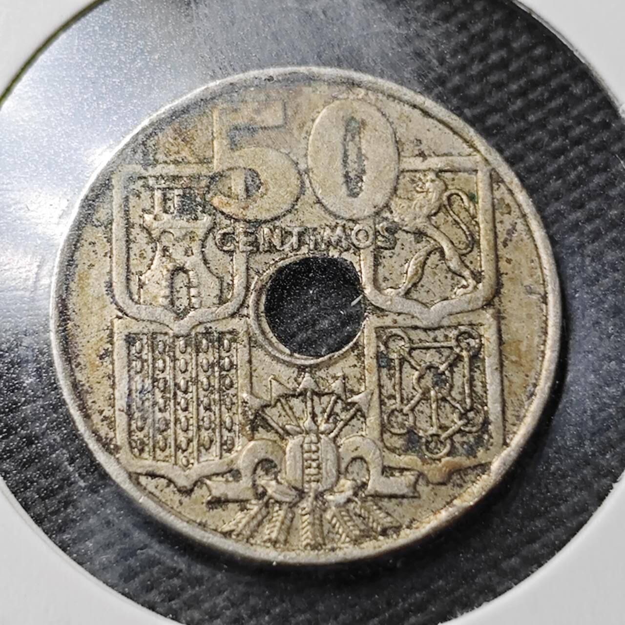 KK钱币收藏小铺  第361场  2月预留时间 周末发货  1949西班牙50比塞塔