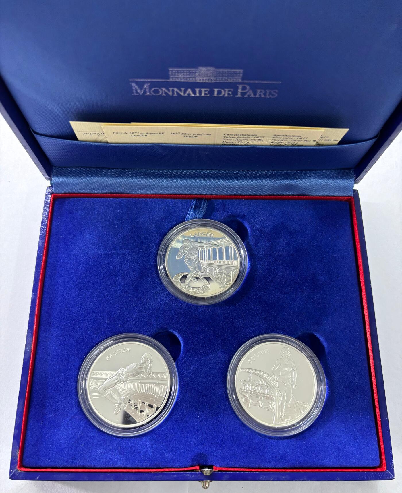 【雨安】【世界币章112-113期】周五/周六 两场连拍 2025-10-31 周五 19:30 保真 8秒倒数自动落锤 高效拍卖  [现代钱币] France 法国 1.5欧元 2003年 巴黎田径锦标赛 原盒原证书