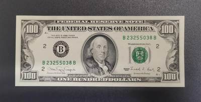 《艾美收藏》第218期-11.2周日外币荟萃 - 美国1990版小头100美元UNC无47尾8  角不太绝
