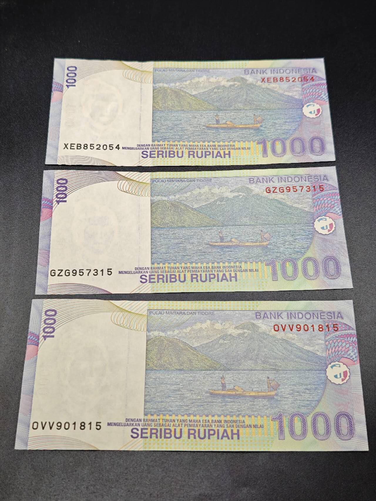 【淘币小摊】实时拍第七百八十二拍   无佣金纸币福利场   满百包邮可预留二周 每周一统一发货   印尼1000卢比3张