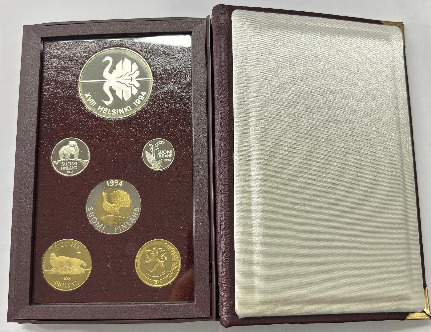 【雨安】【世界币章112-113期】周五/周六 两场连拍 2025-10-31 周五 19:30 保真 8秒倒数自动落锤 高效拍卖  [现代套币] Finland 芬兰套币 精制套币 1994年 含银章31克,925银