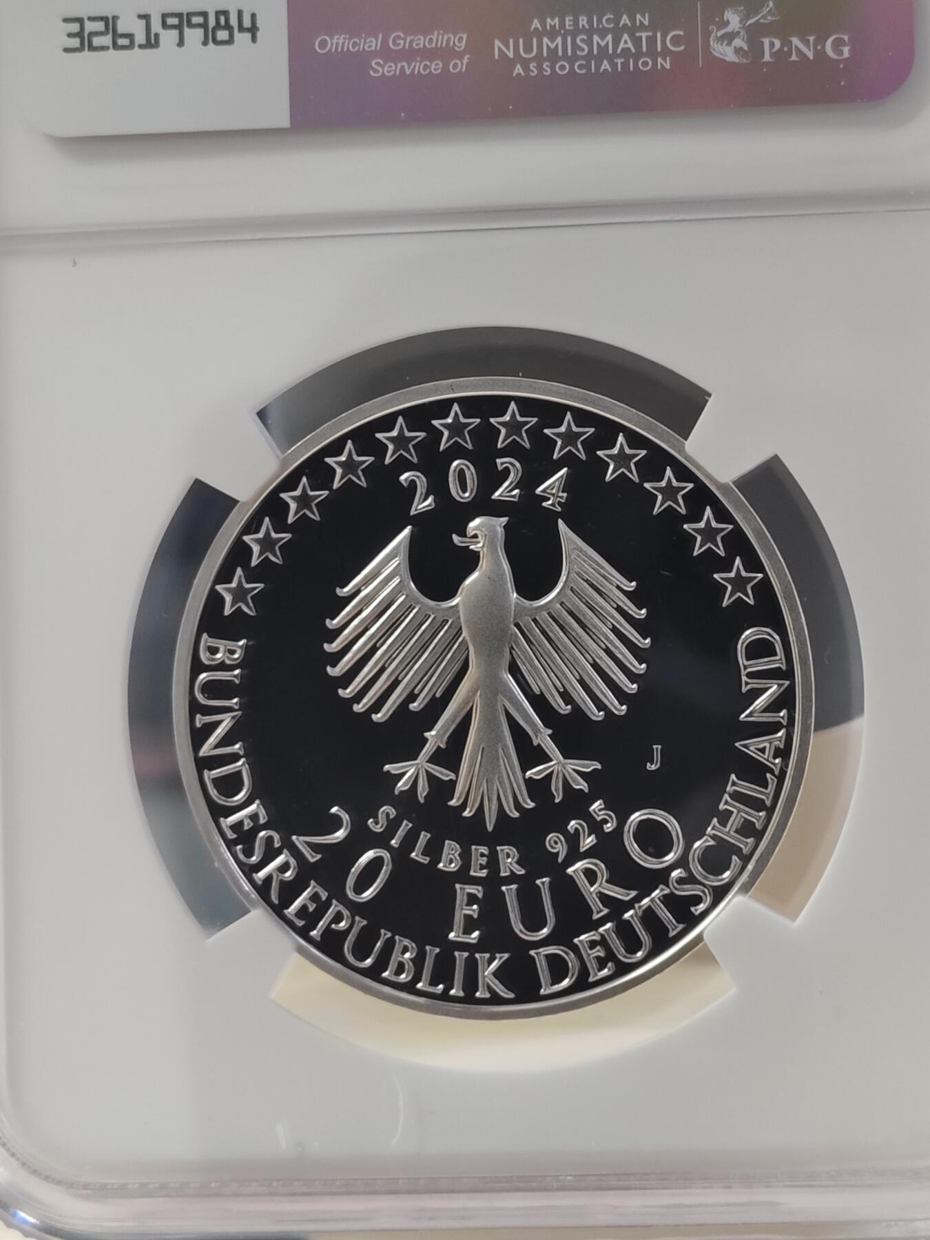 第180期拍卖【长期征集拍品】【北京币展专场】 德国2024年古典哲学家伊曼努尔·康德诞辰300周年纪念精制银币-德国制造NGCPF69，925银，18克