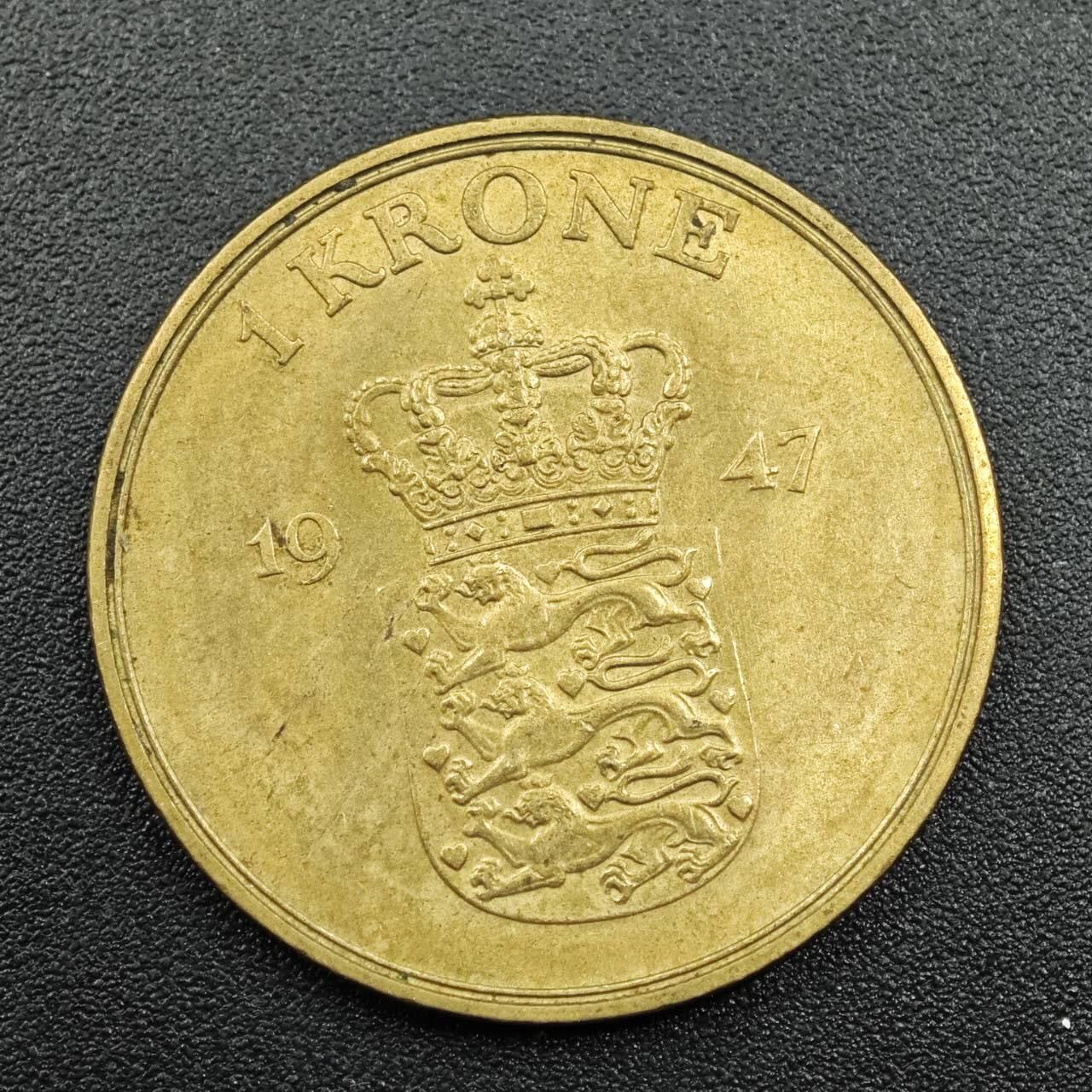 【淘币小摊】实时拍第七百八十一拍   散币场   满百包邮可预留二周 每周一统一发货   丹麦1947年1克朗铜币