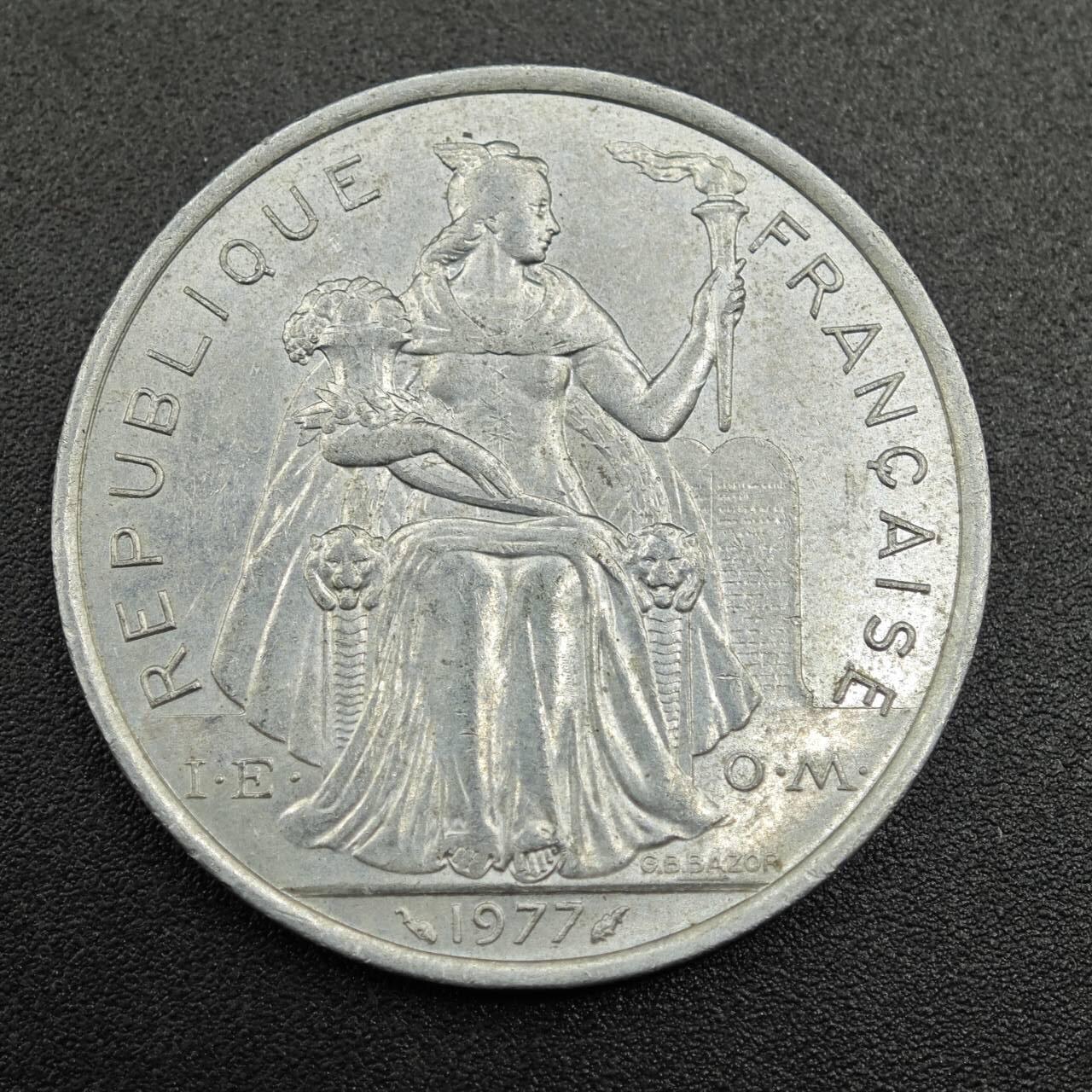 【淘币小摊】实时拍第七百八十一拍   散币场   满百包邮可预留二周 每周一统一发货   波利尼西亚1977年5法郎铝币