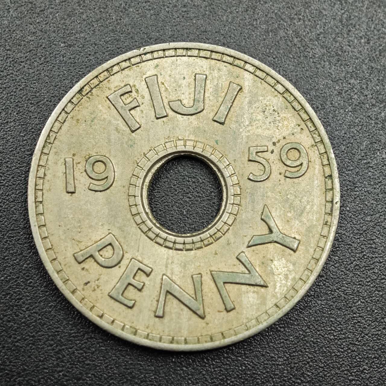【淘币小摊】实时拍第七百八十一拍   散币场   满百包邮可预留二周 每周一统一发货   斐济1959年一便士镍币