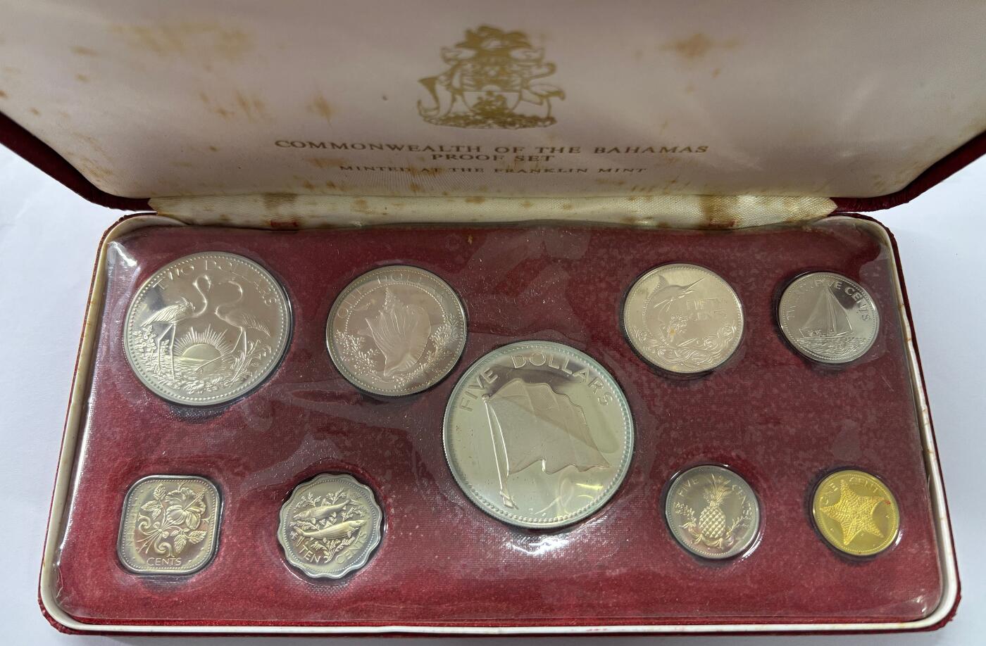 【雨安】【世界币章112-113期】周五/周六 两场连拍 2025-10-31 周五 19:30 保真 8秒倒数自动落锤 高效拍卖  [现代套币] Bahamas 巴哈马套币 精制套币 1974年 含纯银约90克