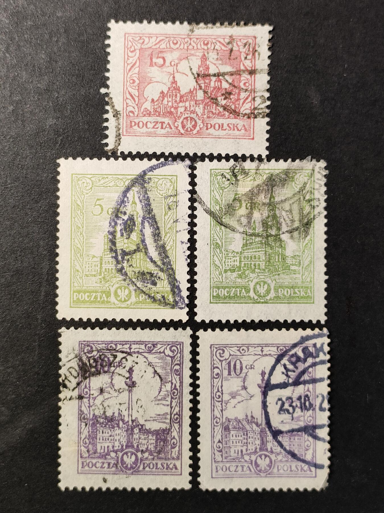 ↓君缘收藏638期☞钱币邮品↓无佣金、可寄存、满30元包邮  波兰邮票，1925年建筑古迹 瓦维尔城堡,波森市政厅,西格蒙德王柱与城堡邮票