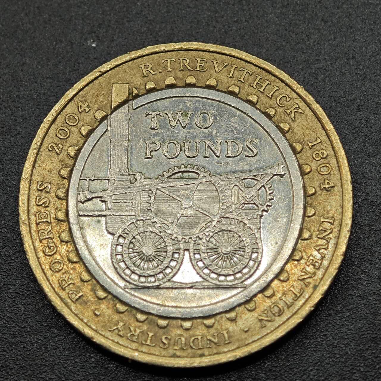 【淘币小摊】实时拍第七百八十一拍   散币场   满百包邮可预留二周 每周一统一发货   英国2004年蒸汽机2镑纪念币