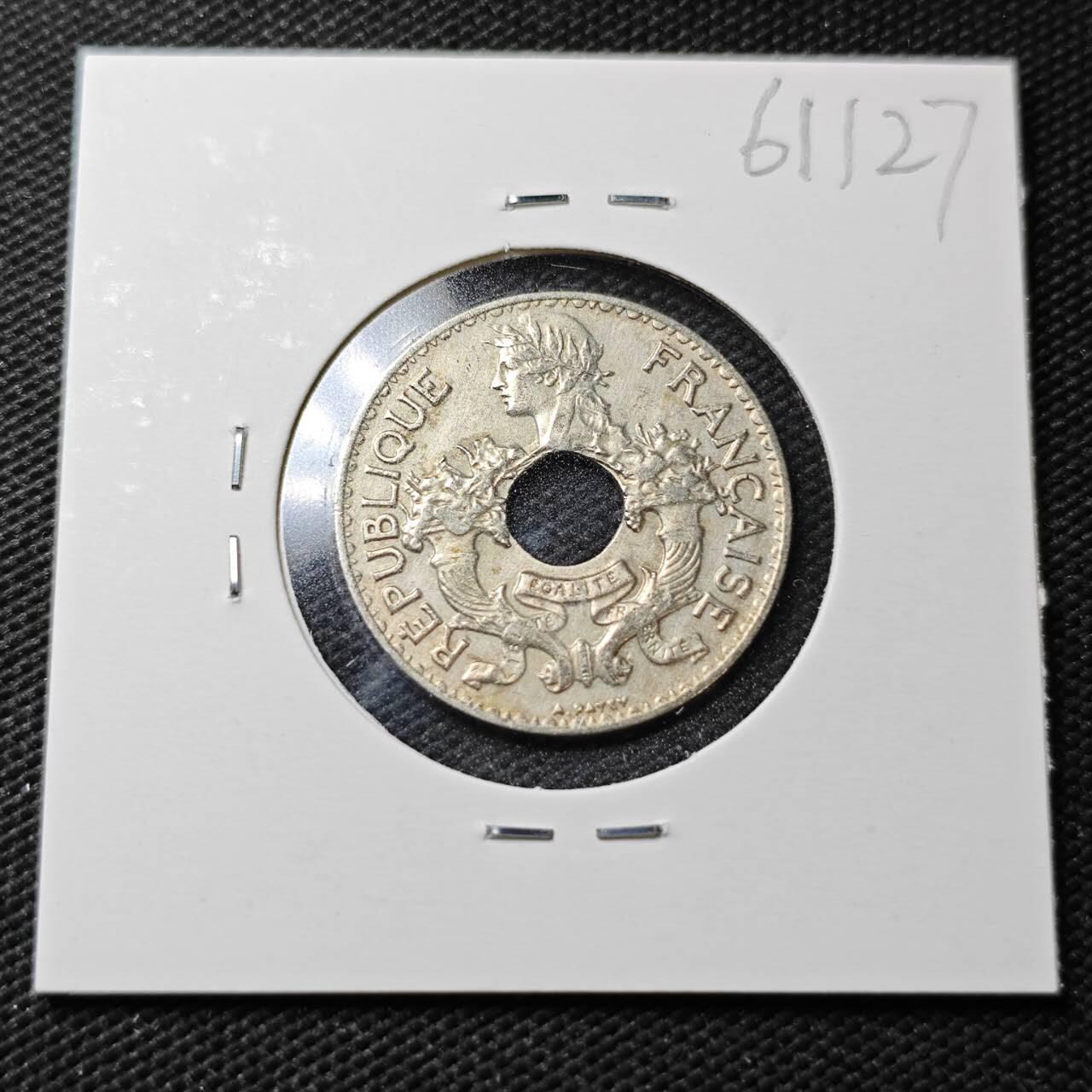 KK钱币收藏小铺  第361场  2月预留时间 周末发货  1938法属印支5分镍币