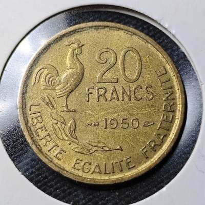 KK钱币收藏小铺  第361场  2月预留时间 周末发货 -  1955法国20法郎