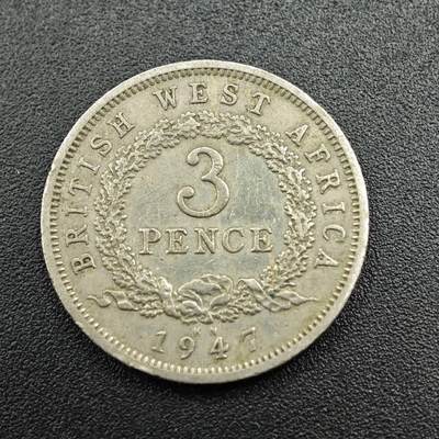 【淘币小摊】实时拍第七百八十一拍   散币场   满百包邮可预留二周 每周一统一发货   - 英属西非1947年乔治六世3便士镍币