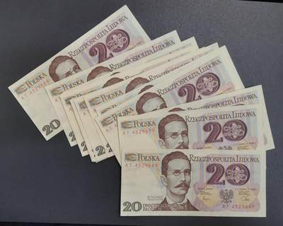 《艾美收藏》第218期-11.2周日外币荟萃 - (18张)波兰1982年20兹罗提UNC 含豹子666 部分角不绝