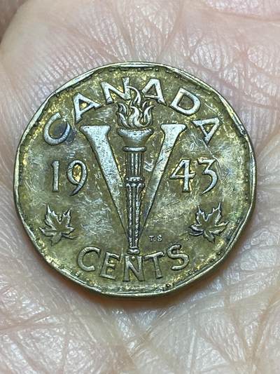 2025年第一百二十场(总第一百四十六场）外国好品散币(免佣金) - 加拿大🇨🇦1943年5分(乔治六世第三版，顿巴黄铜材质)