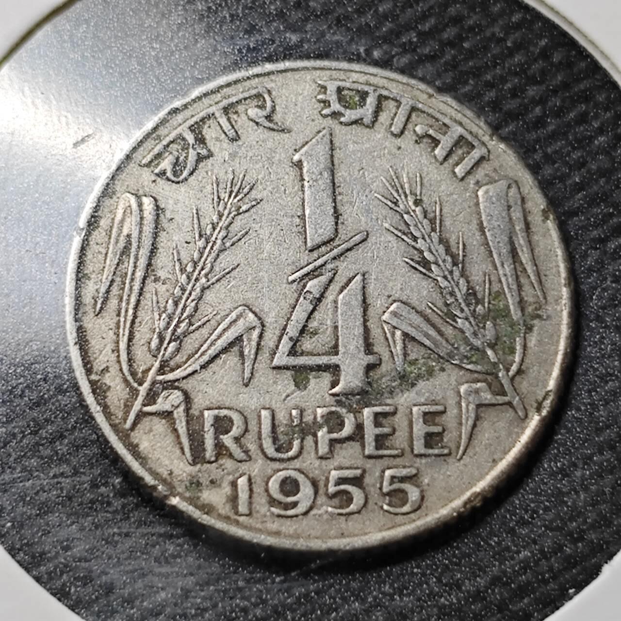 KK钱币收藏小铺  第361场  2月预留时间 周末发货  1955印度1/4卢比